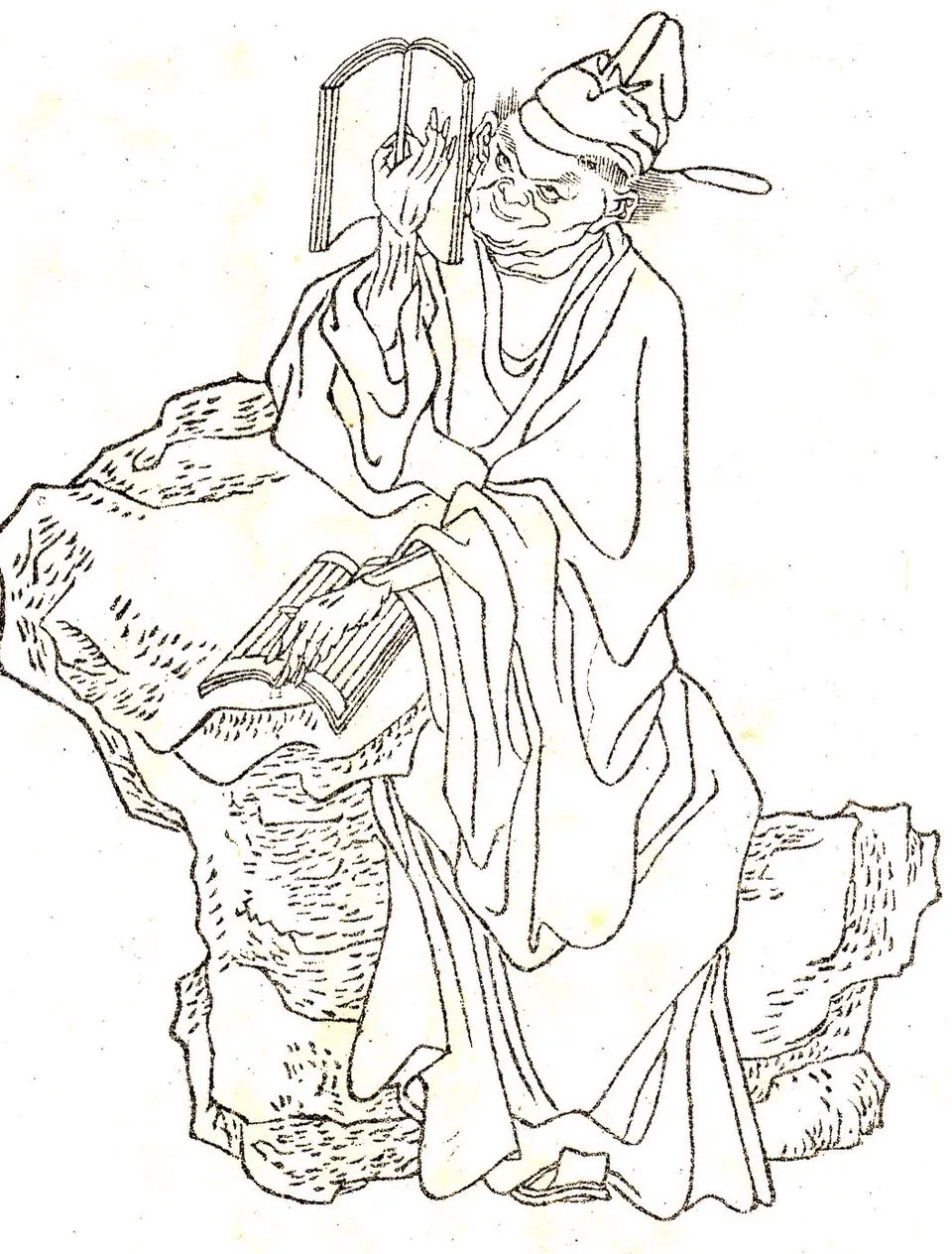 ภาพลายเส้นหลูเจ้าหลิน 盧照鄰 กวีต้นราชวงศ์ถังแห่งตระกูลฟ่านหยาง จากหนังสือภาพสมัยชิง