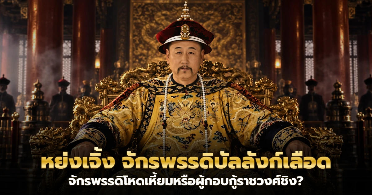 จักรพรรดิหย่งเจิ้งฉลองพระองค์สีเหลืองในท้องพระโรง