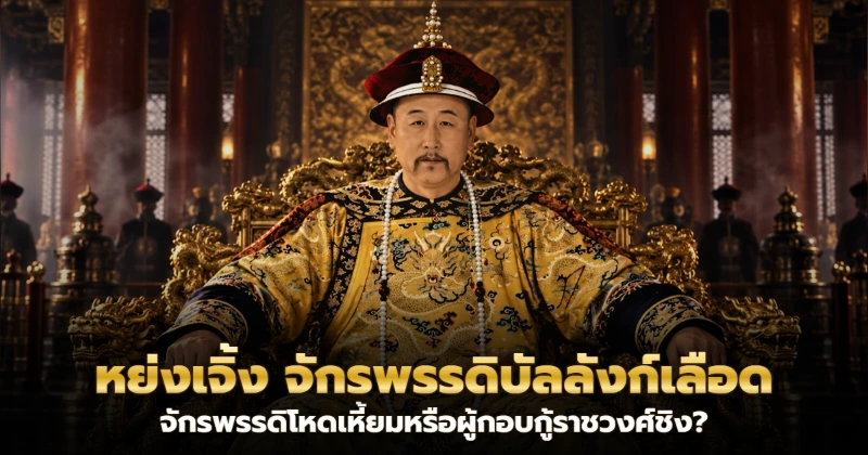 จักรพรรดิหย่งเจิ้งฉลองพระองค์สีเหลืองในท้องพระโรง